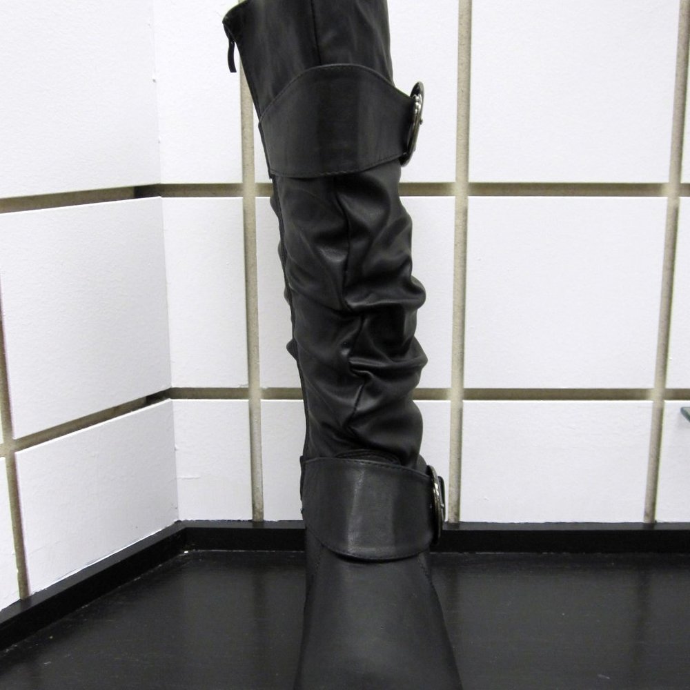 NEW WOMEN CASUAL COMFORT SLOUCH 2 BUCKLE BOOT-BLK - Picture 3 of 5